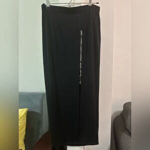 VENUS Black Maxi Skirt with Silver Accents